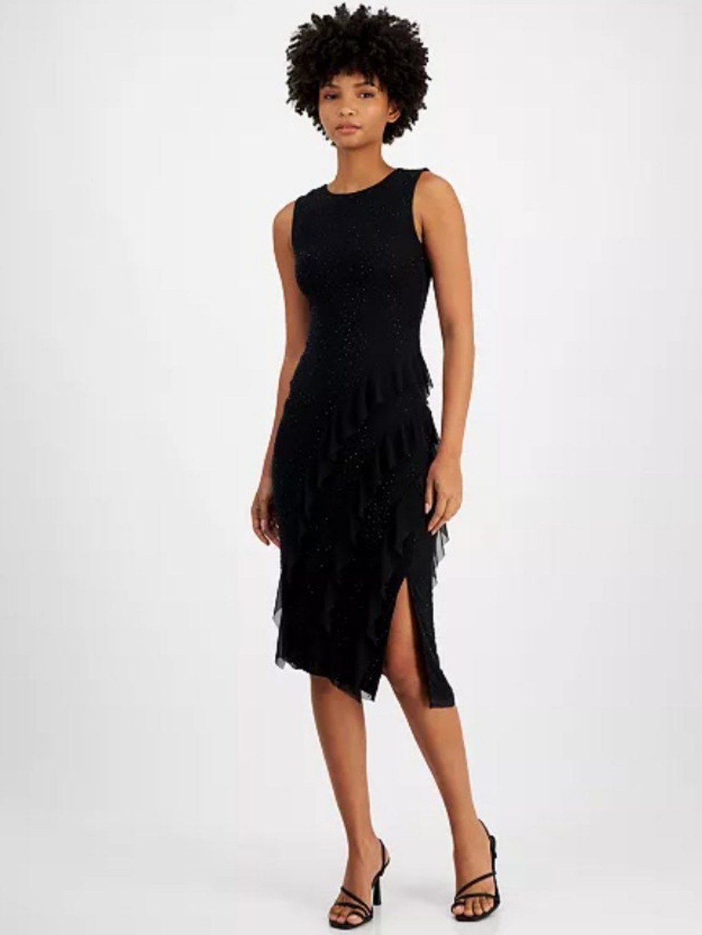 Tinsel Junior Round_neck Studded Asymmetric _ruffle Dress *307#